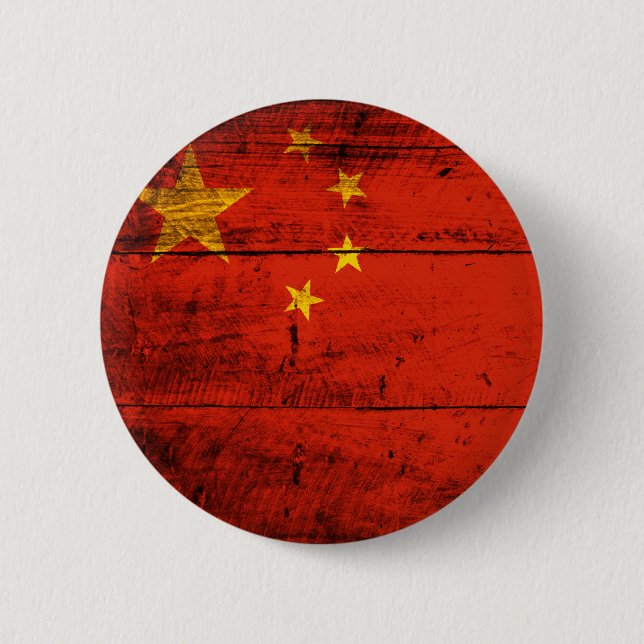 Old Wooden China Flag 6 Cm Round Badge (Front)