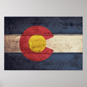 Old Wooden Colorado Flag Poster