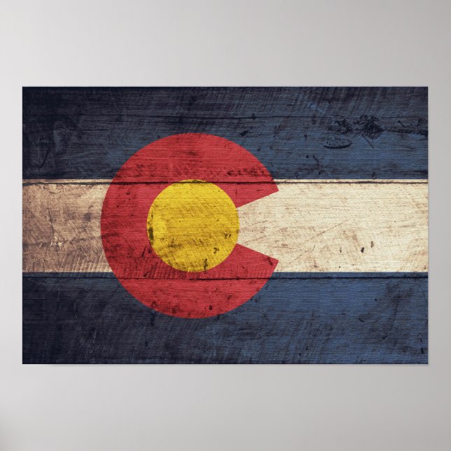 Old Wooden Colorado Flag Poster (Front)