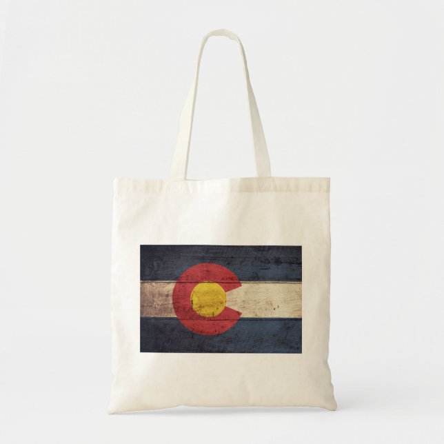Old Wooden Colorado Flag Tote Bag (Front)