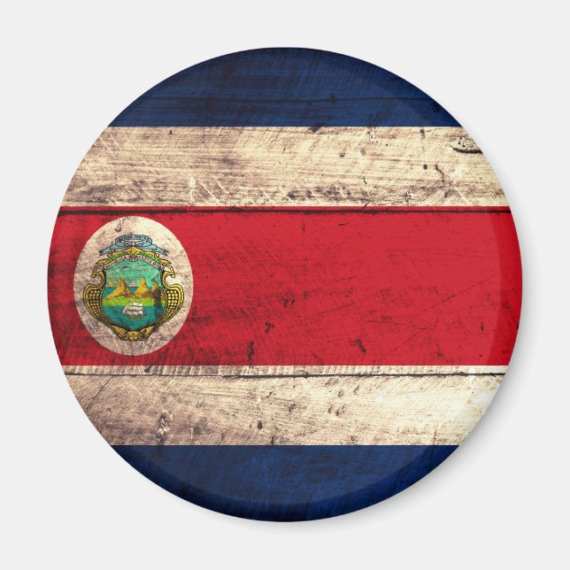 Old Wooden Costa Rican Flag Magnet (Front)