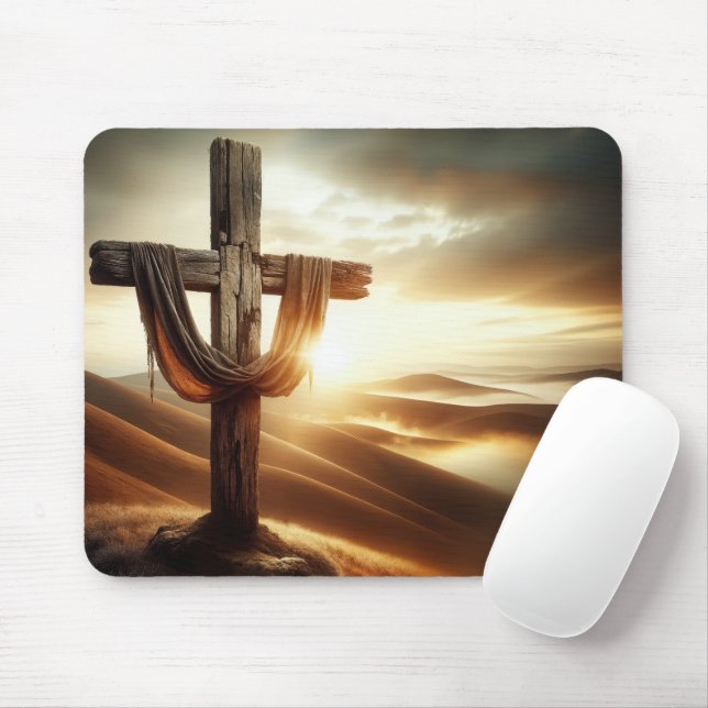 Old Wooden Cross On a Hill Mouse Pad (With Mouse)