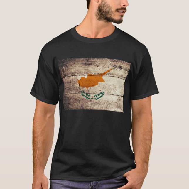Old Wooden Cyprus Flag; T-Shirt (Front)
