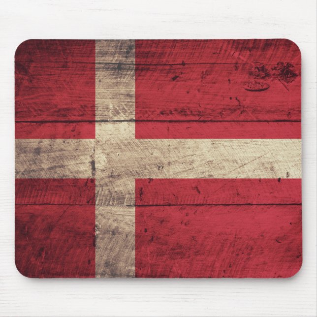 Old Wooden Denmark Flag Mouse Pad (Front)