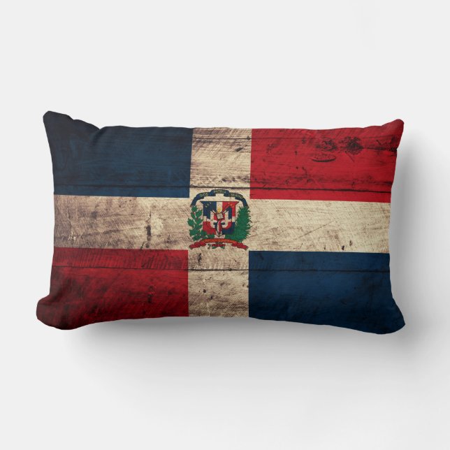 Old Wooden Dominican Republic Flag Lumbar Cushion (Front)