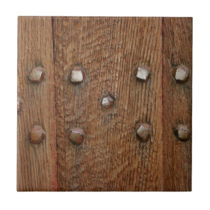 Old Wooden Door Antique Nails Ceramic Tile