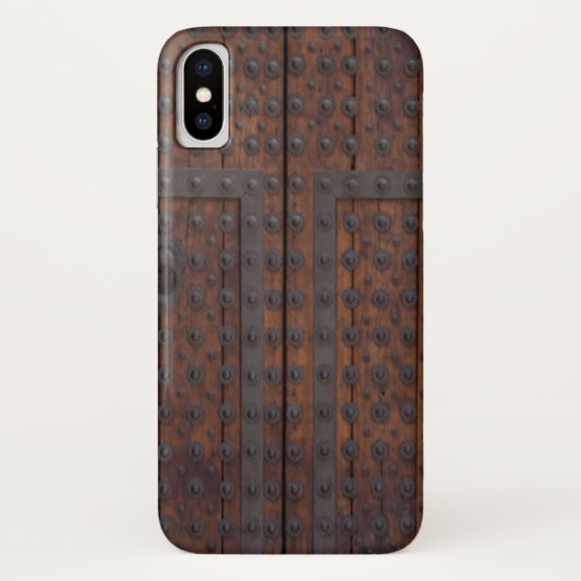 Old Wooden Door With Black Metal Reinforcements Case-Mate iPhone Case (Back)