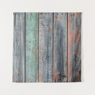 Old wooden fence painted in different color, trend tapestry