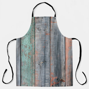 Old wooden fence painted in different colour, tren apron