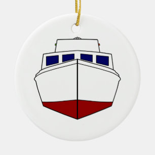 Old Wooden Fishing Boat - Cabin Cruiser Ceramic Ornament