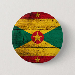 Old Wooden Grenada Flag 6 Cm Round Badge