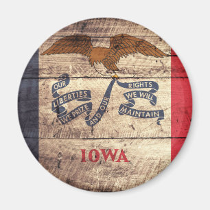 Old Wooden Iowa Flag; Magnet