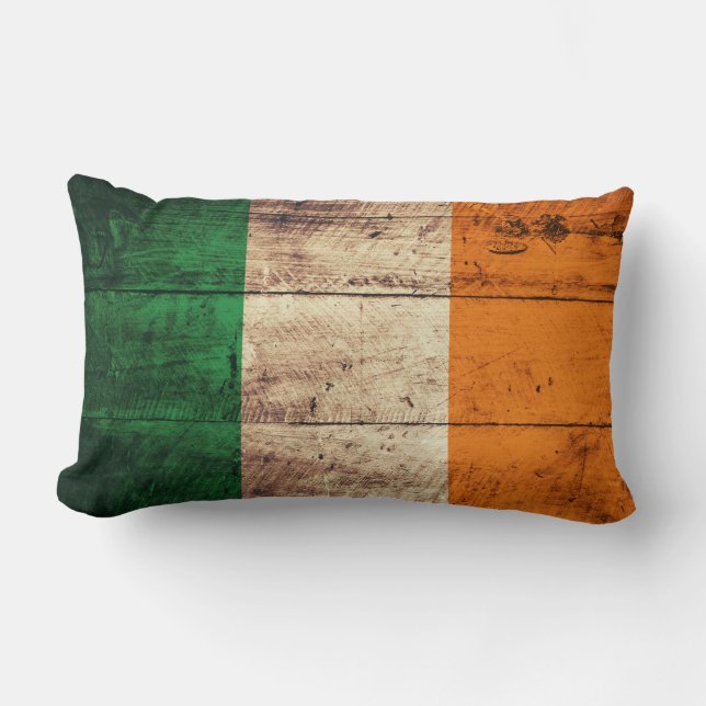 Old Wooden Ireland Flag Lumbar Cushion (Front)