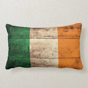 Old Wooden Ireland Flag Lumbar Cushion