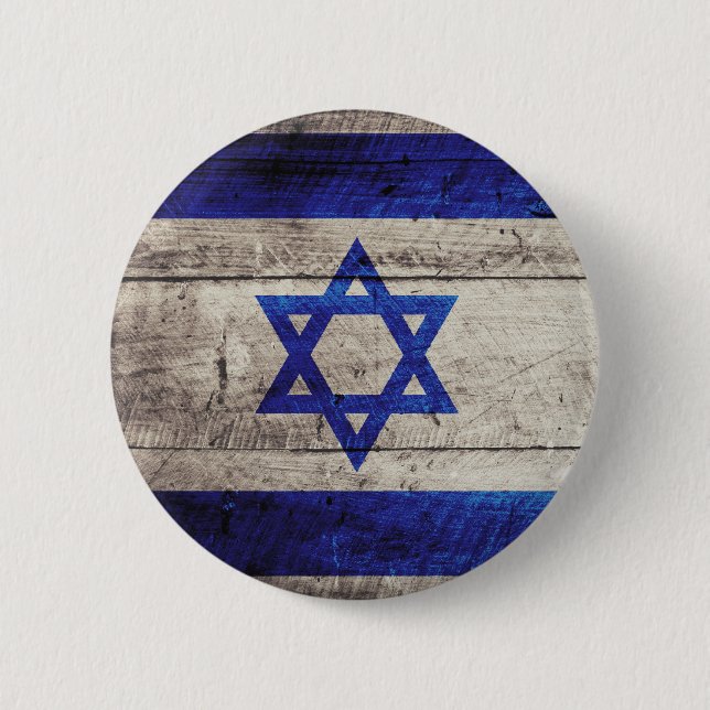 Old Wooden Israel Flag 6 Cm Round Badge (Front)