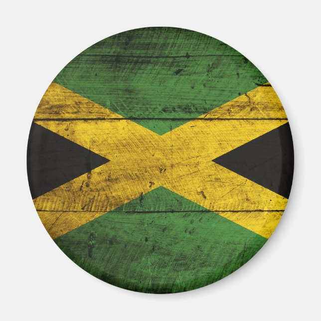 Old Wooden Jamaica Flag Magnet (Front)