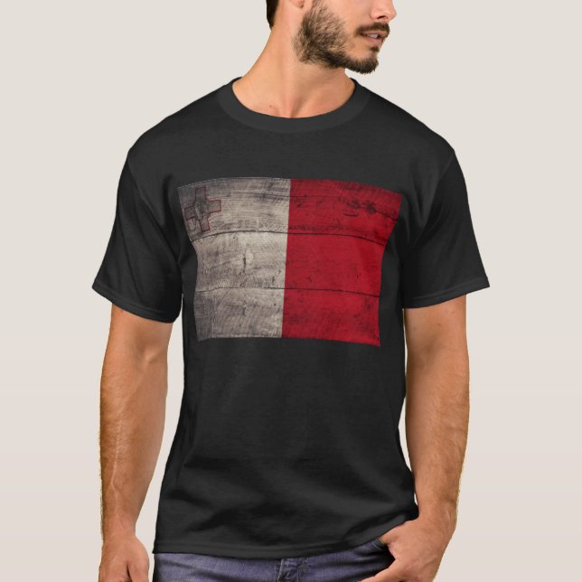 Old Wooden Malta Flag; T-Shirt (Front)