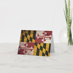 Old Wooden Maryland Flag Card