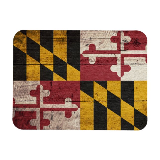 Old Wooden Maryland Flag Magnet (Horizontal)
