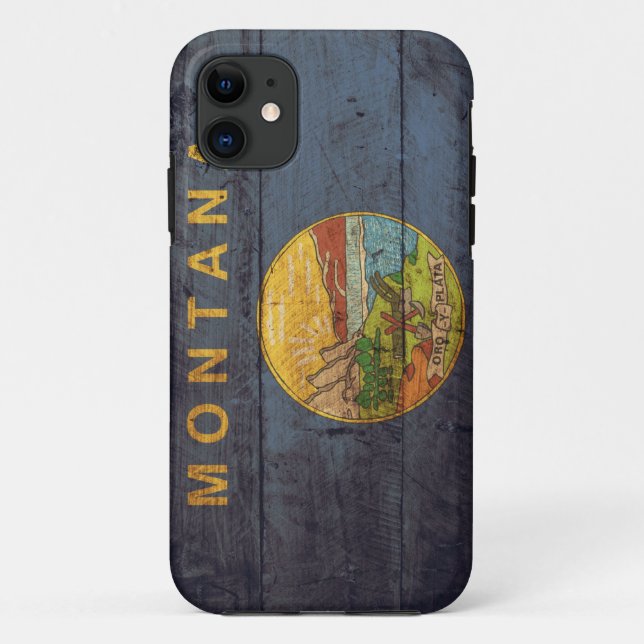 Old Wooden Montana Flag; Case-Mate iPhone Case (Back)