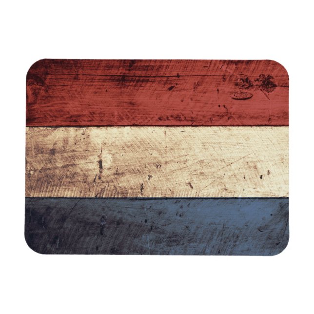 Old Wooden Netherlands Flag Magnet (Horizontal)
