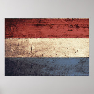 Old Wooden Netherlands Flag Poster
