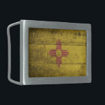 Old Wooden New Mexico Flag; Belt Buckle<br><div class="desc">New Mexico Flag; New Mexican</div>