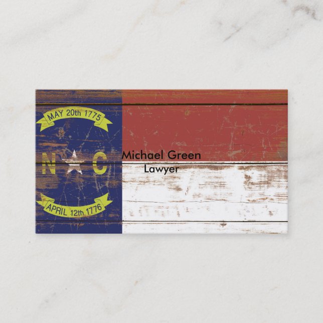 Old Wooden North Carolina State Flag Business Card (Front)