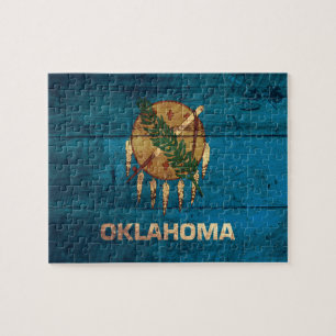 Old Wooden Oklahoma Flag; Jigsaw Puzzle