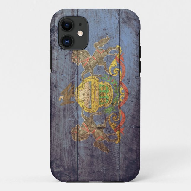 Old Wooden Pennsylvania Flag; Case-Mate iPhone Case (Back)