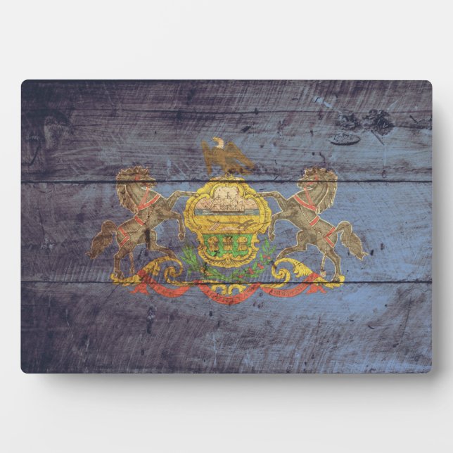 Old Wooden Pennsylvania Flag; Plaque (Front)