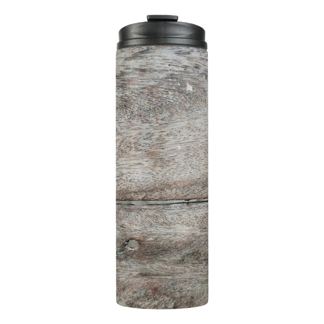 Old wooden plank taken close-up as a background de thermal tumbler (Front)