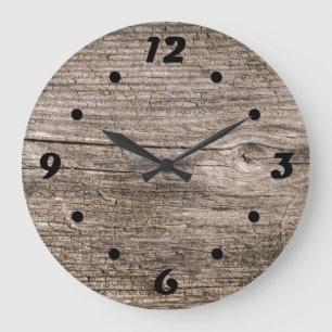 Old wooden planks large clock