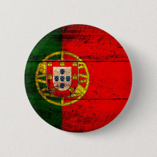 Old Wooden Portugal Flag 6 Cm Round Badge