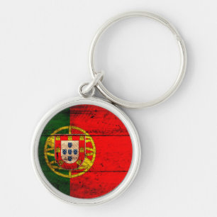 Old Wooden Portugal Flag Key Ring