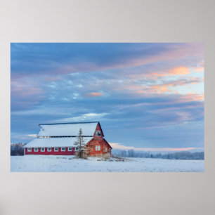 Old Wooden Red Barn In The Lower Valley Poster