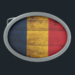 Old Wooden Romania Flag Belt Buckle<br><div class="desc">Romania Flag; Romanian; România; român;</div>
