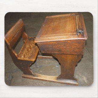 Old Wooden School Desk and Chair Mouse Pad