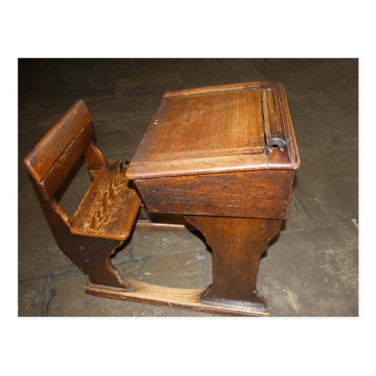 Old Wooden School Desk And Chair Post Card Zazzle Com Au Old Wooden School Desk And Chair Post