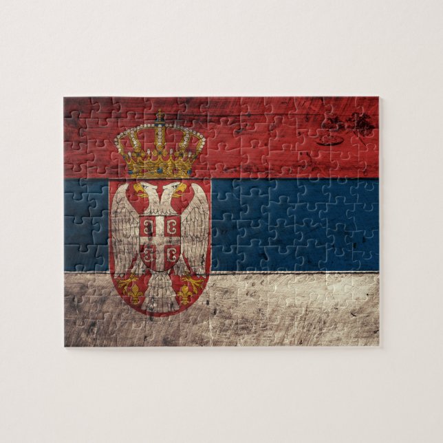 Old Wooden Serbia Flag Jigsaw Puzzle (Horizontal)