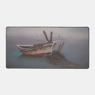 Old Wooden Skiff Desk Mat