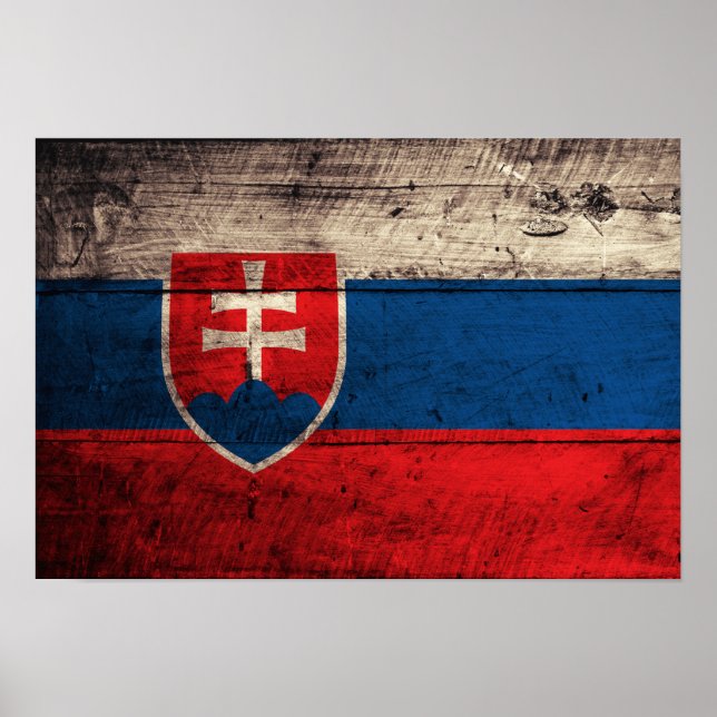 Old Wooden Slovakia Flag Poster (Front)