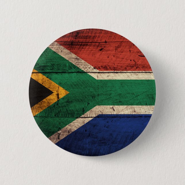 Old Wooden South Africa Flag 6 Cm Round Badge (Front)