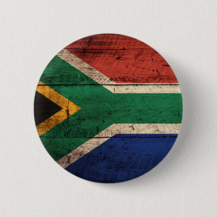 Old Wooden South Africa Flag 6 Cm Round Badge