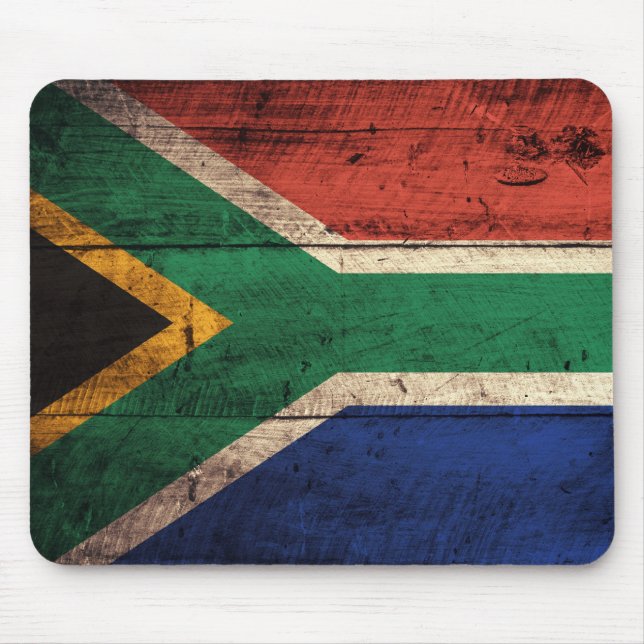 Old Wooden South Africa Flag Mouse Pad (Front)