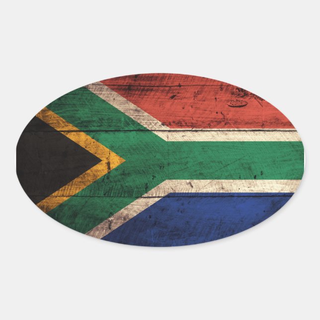 Old Wooden South Africa Flag Oval Sticker (Front)