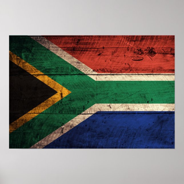 Old Wooden South Africa Flag Poster (Front)