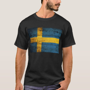 Old Wooden Sweden Flag; T-Shirt