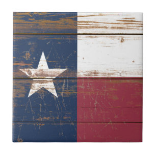Old Wooden Texas State Flag Ceramic Tile