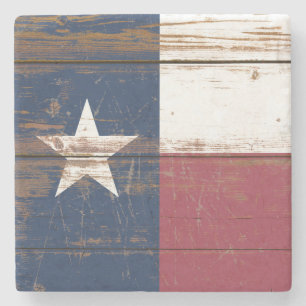 Old Wooden Texas State Flag Stone Coaster